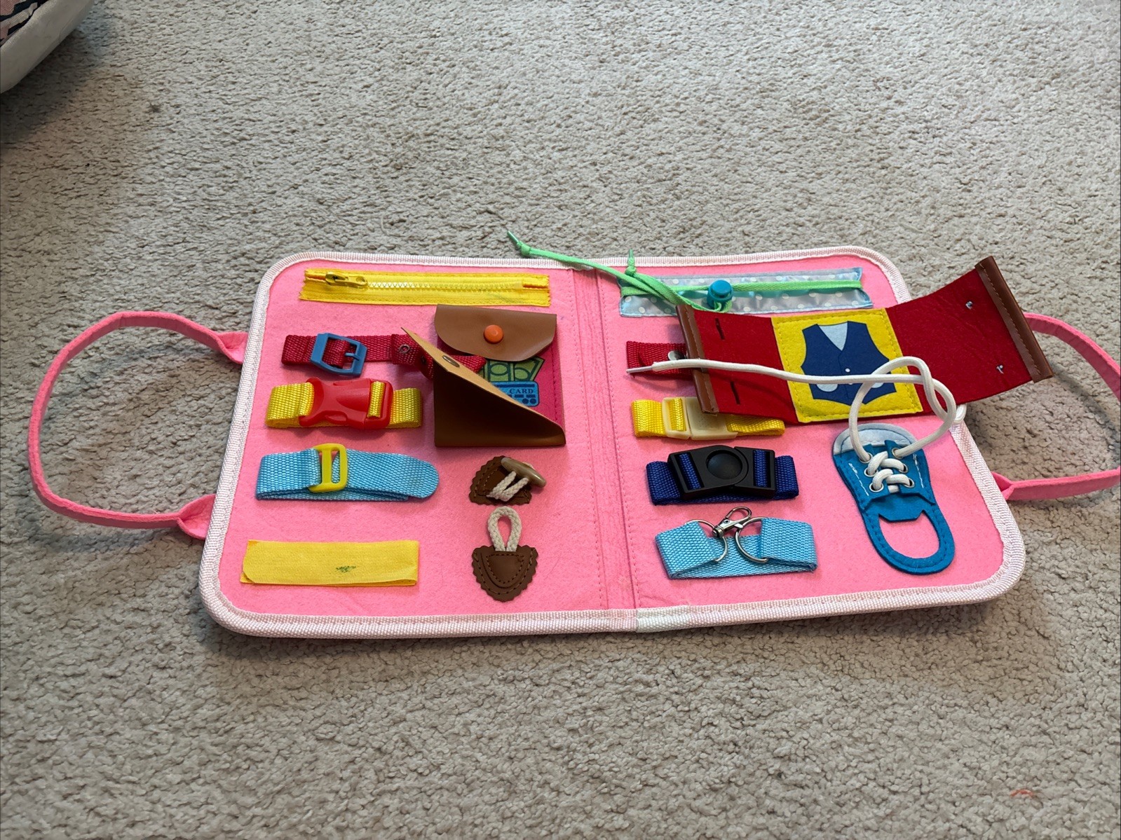 Unbranded Pink Montessori Basic Life Skills Busy Board Book