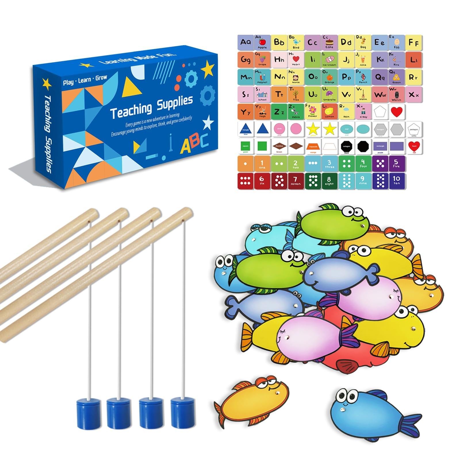 Magnetic Fishing Game 40 Dry Erase Fish Cards 48 Sight Words Flash Cards Kind…