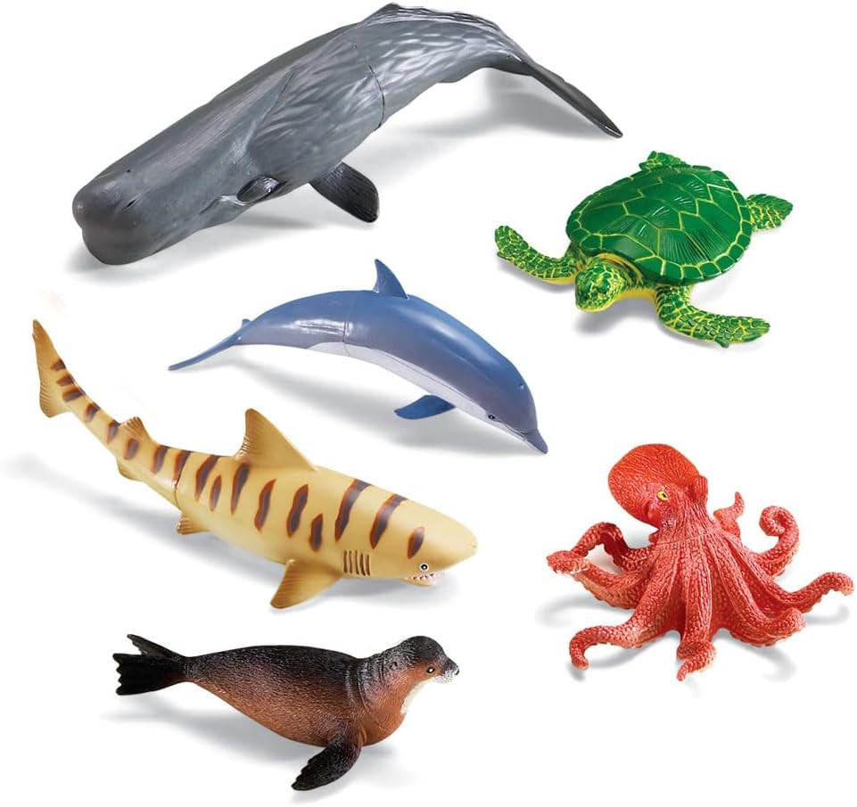 Jumbo Ocean Animals – 6 Pieces, Ages 3+ Toddler Learning Toys, Sea Animals Figur