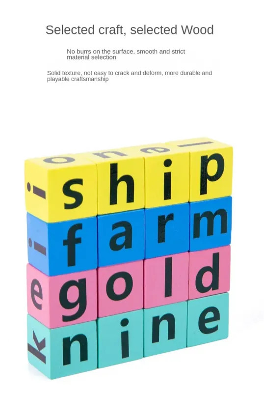 Wooden Word Spelling Game,Alphabet Learning Toy for Preschool Boys and