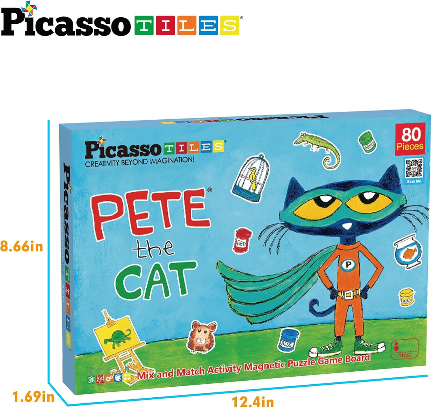 Pete the Cat 80Pc Magnetic Board Game Puzzle Playset Reusable Mix & Match Cartoo
