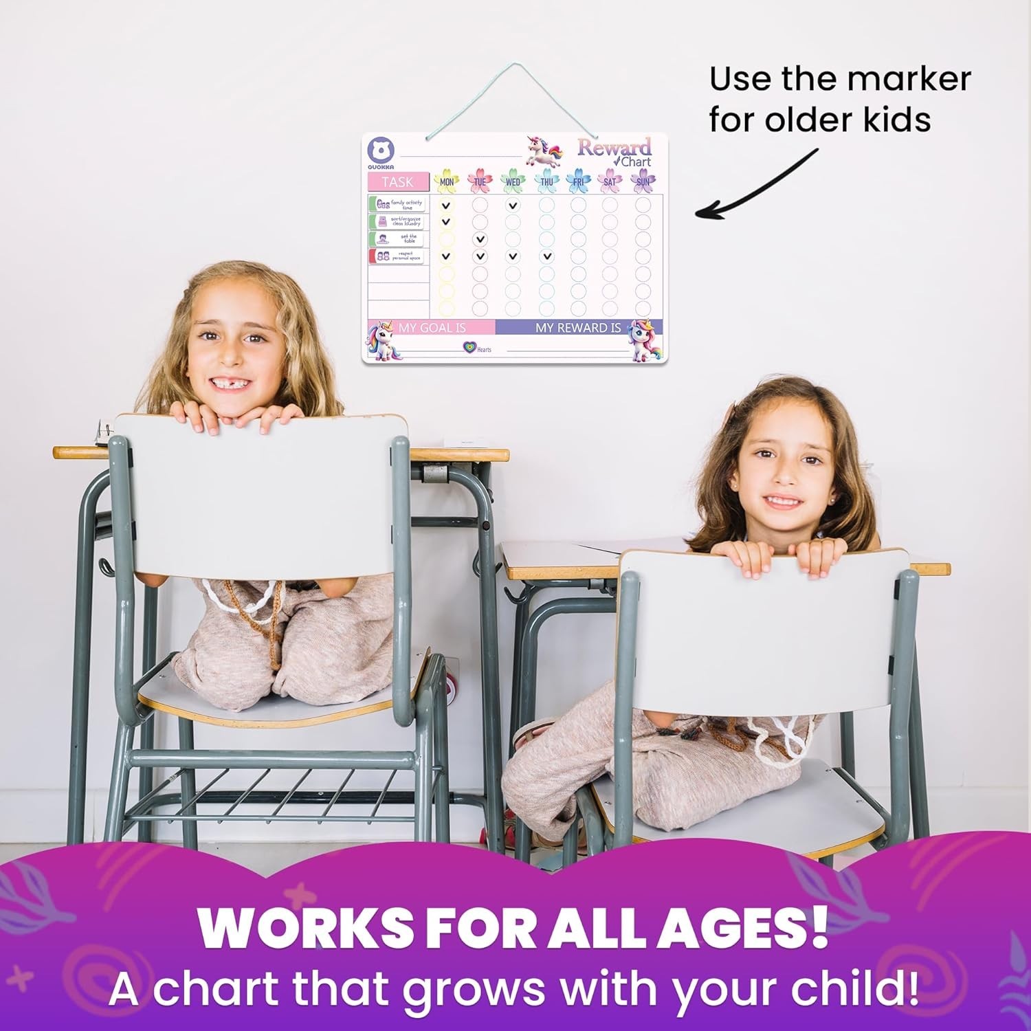Magnetic Kids Chore Chart – Behavior Chore Chart for Kids at Home – Pink Rewa…