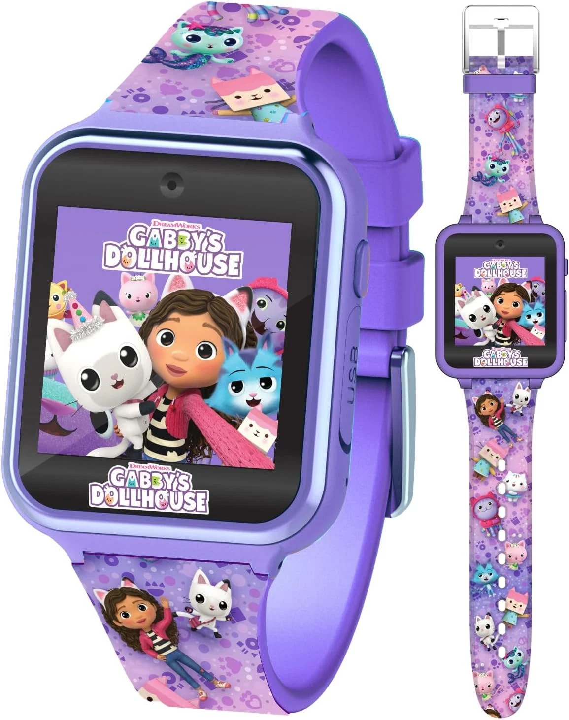 Kids Gabby’S Doll House Purple Educational Touchscreen Smart Watch Toy for Gi…