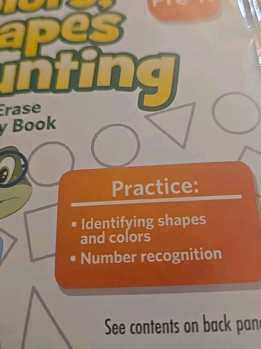Leap Frog Colors,Shapes, & Counting PRE K Dry Erase Activity Book NEW
