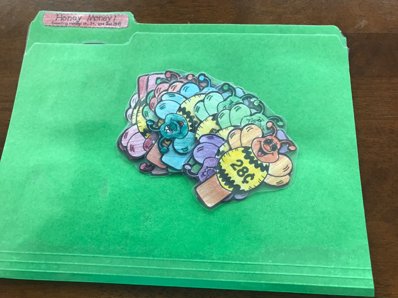 Honey Money! Counting Change 1st grade math file folder game teacher