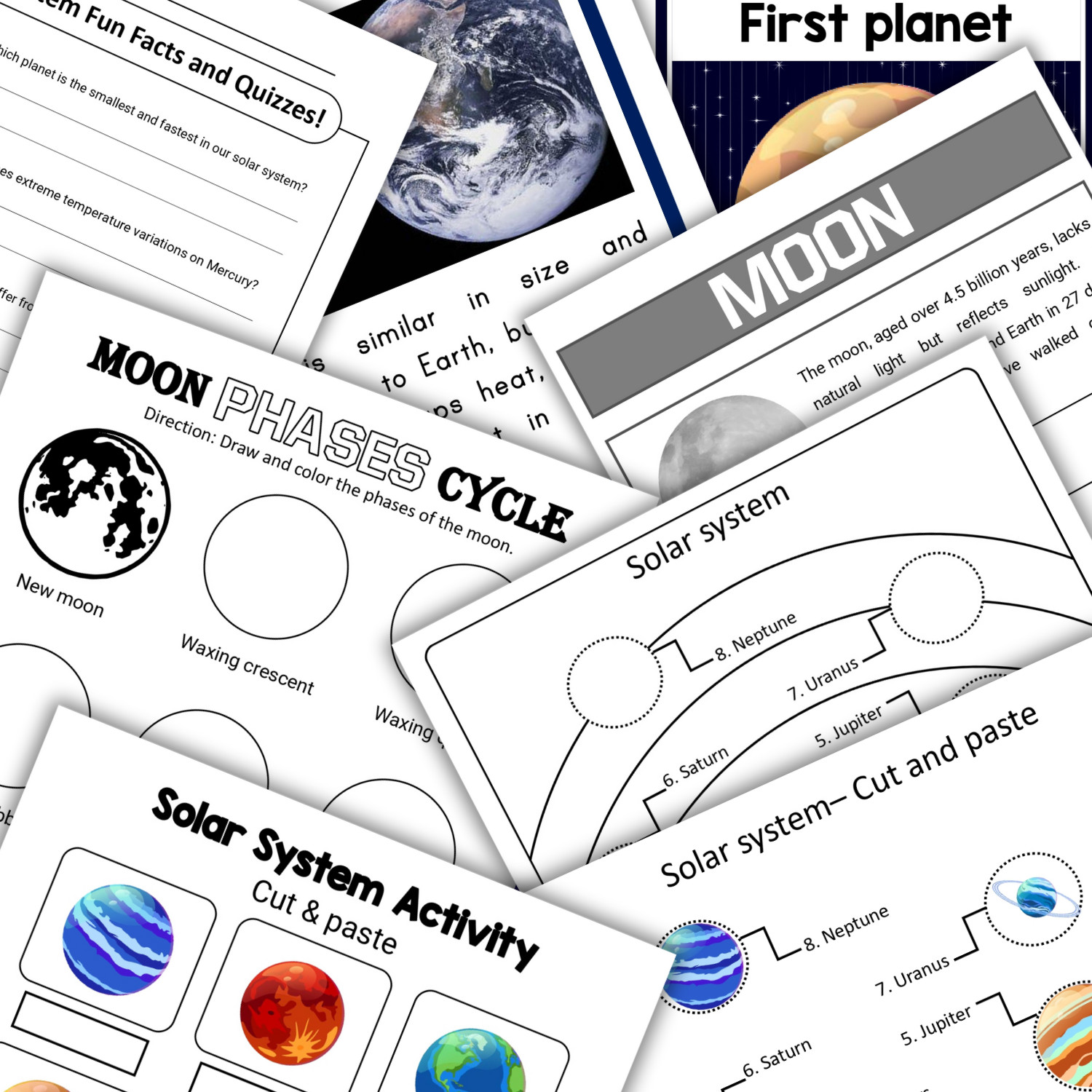 Space Activity Printable Worksheets Bundle | Solar System Learning for Kids