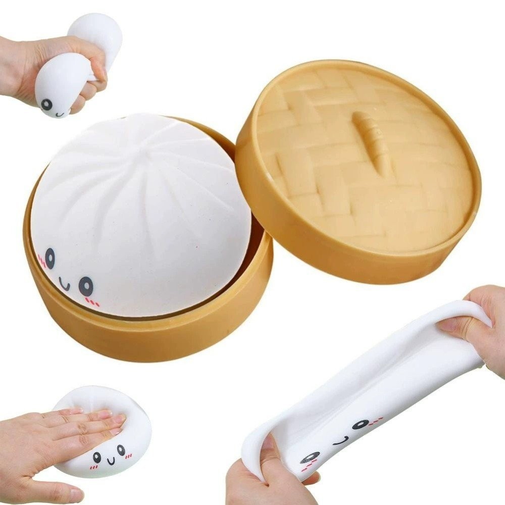 Steamed Bun Squeeze Toy Squishy Stress Relief Toy w/Steamer Dough Squeeze Toy OY