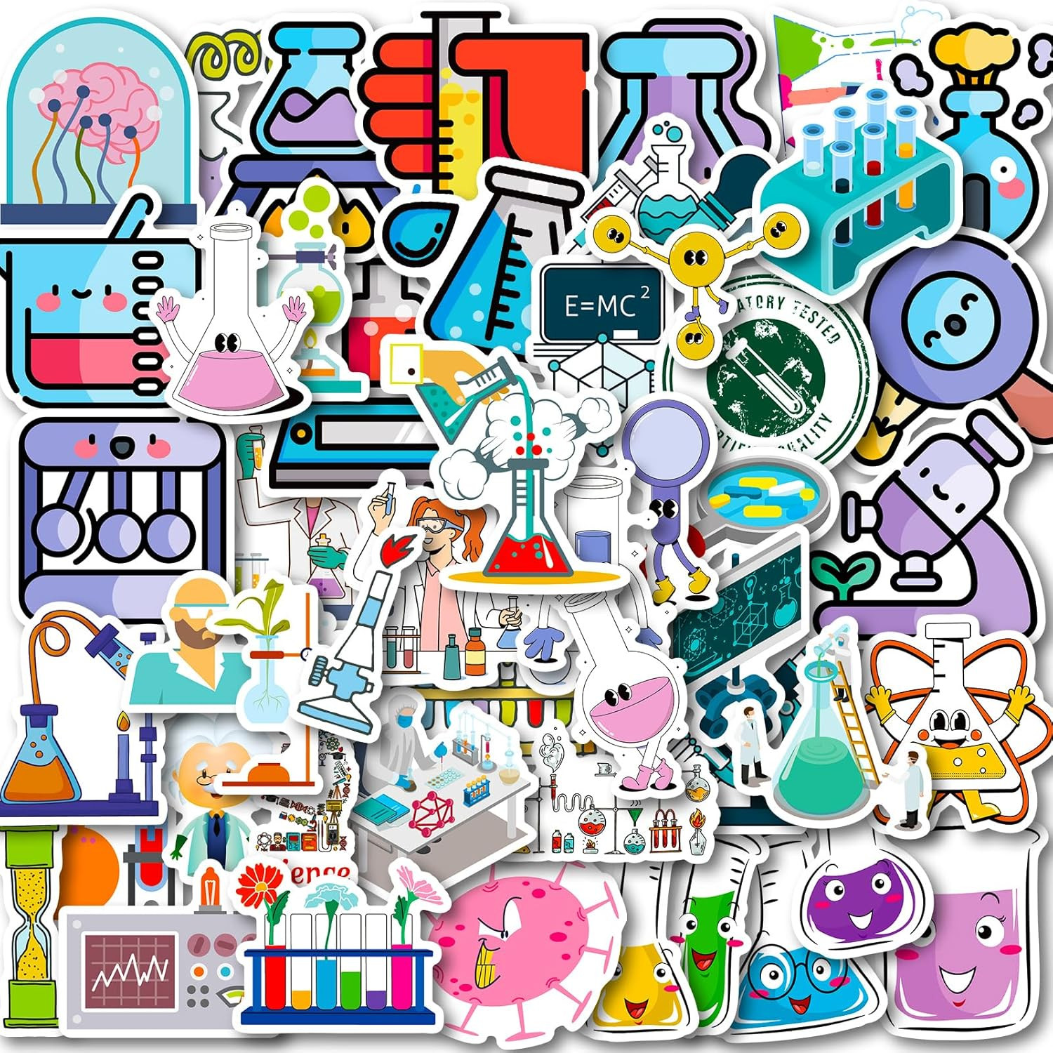 100 PCS Funny Science Laboratory Stickers for Kids Teens Adults, Physics Biology