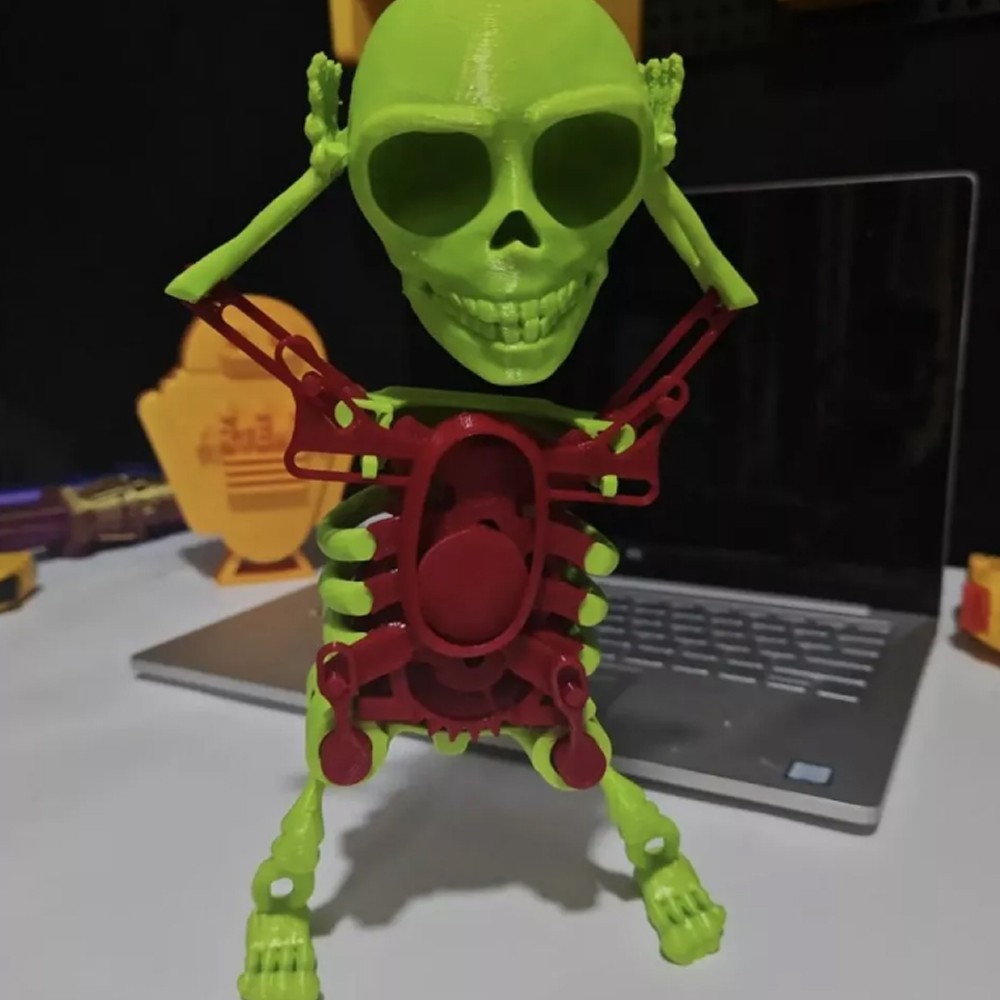 3D Dancing Skeleton Toy Clockwork Spring Self Moving Swinging Skull Bobblehead