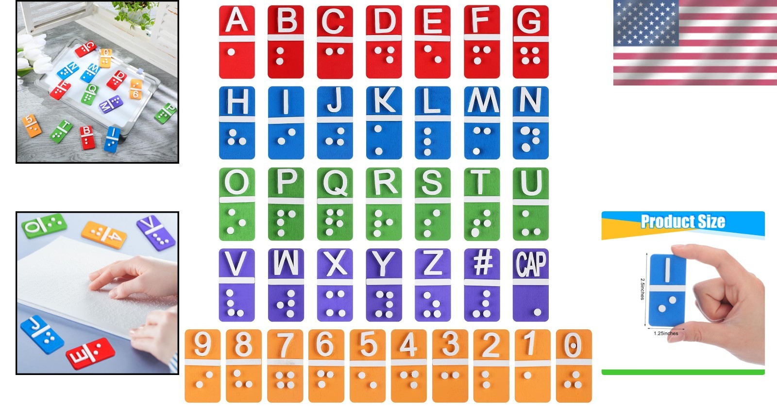 Vibrant Braille Alphabet and Number Tiles Collection=