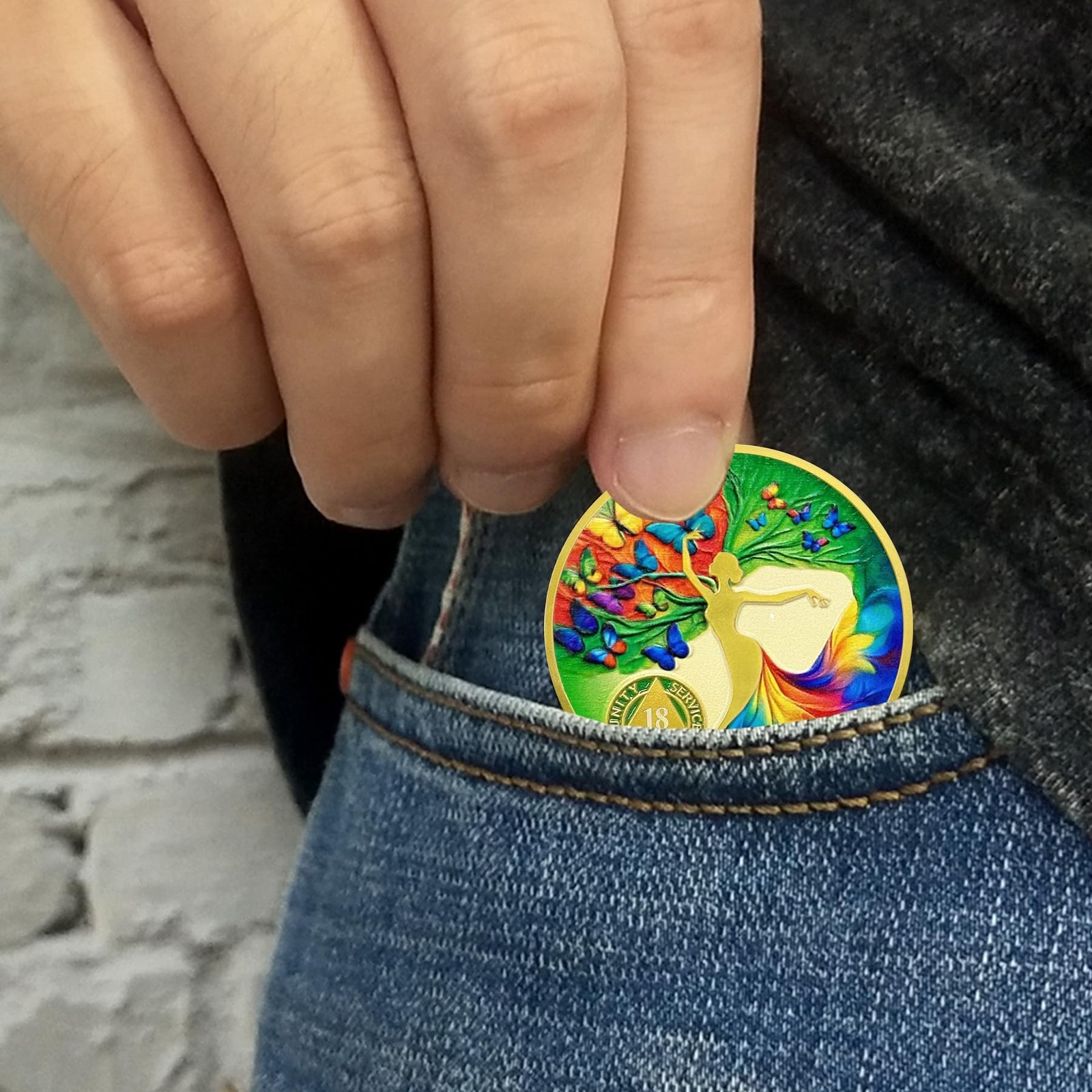 Imasoner 18 Months Sobriety Coin | Dancing Woman Tree of Life AA Medallion wi…