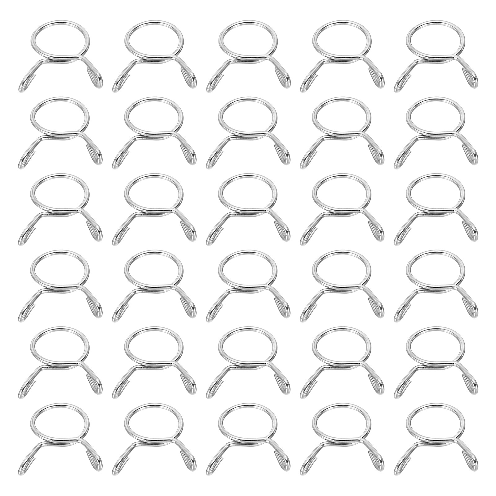30Pcs 13mm ID 15mm OD Fuel Line Hose Clips Spring Clips Clamps Silver