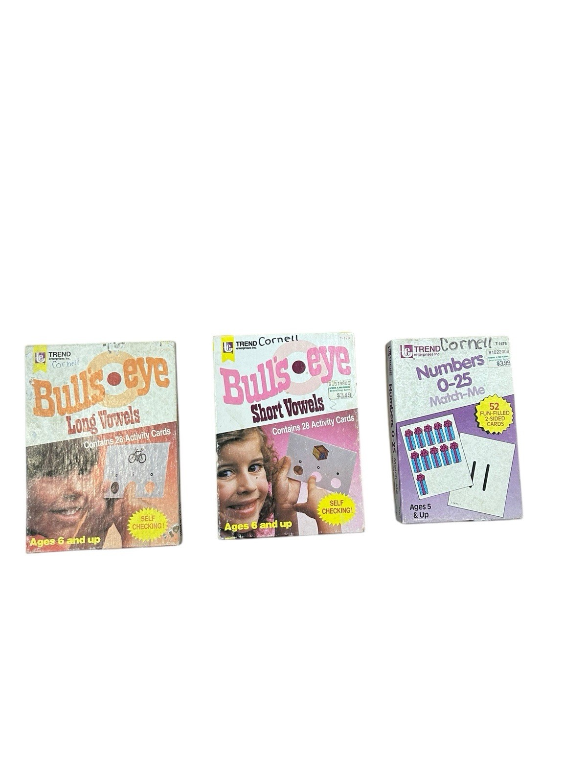 LOT Of 3 Vintage Bullseye Learning Cards For Kids