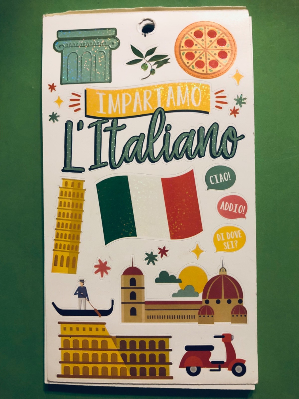 Italian Vocabulary Language Learn Sticker booklet over 140 peel & stick