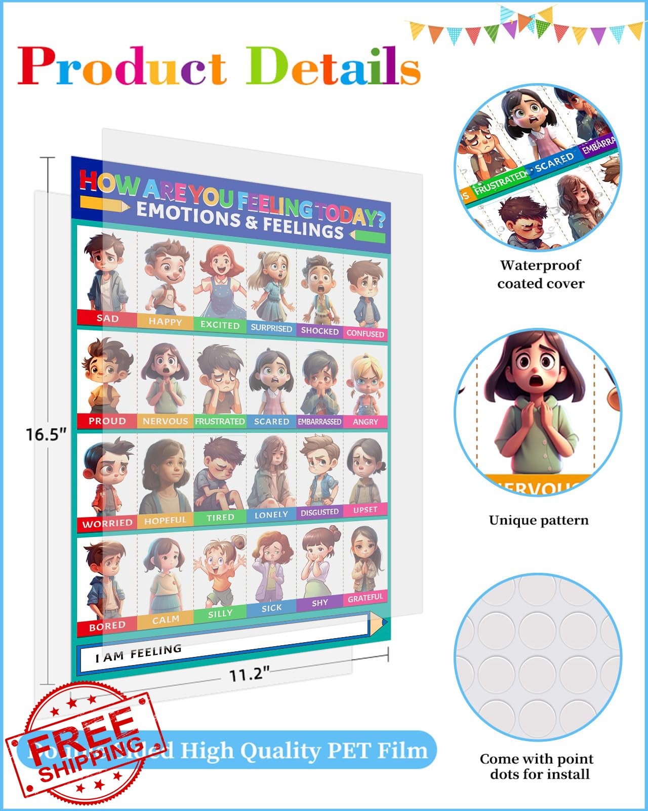 D24TIME Feelings Chart Kids Glossy 11×16