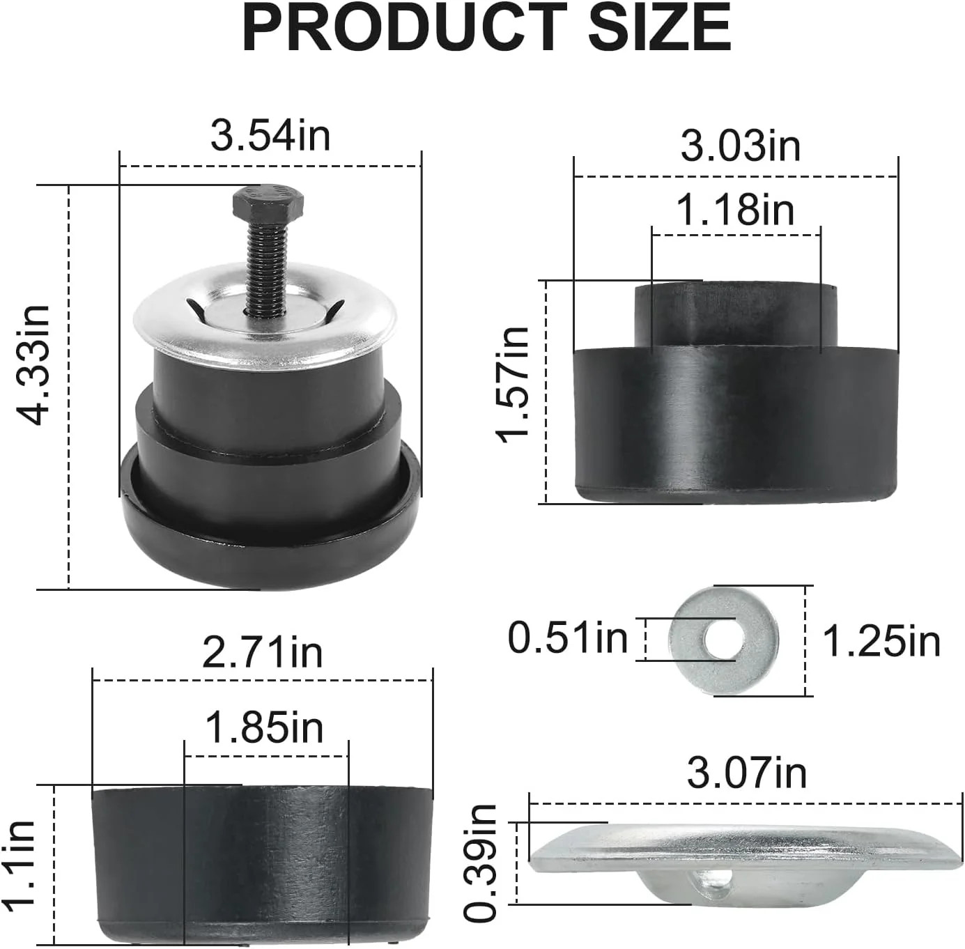4PCS Body Cab Mount Bushing Kit Compatible with Chevrolet S10 Pickup 1994-2004 C