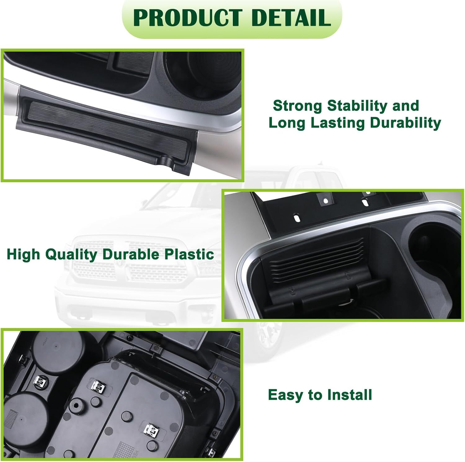 Full Floor Center Console Trim Bezel Cup Holder Middle Console Cover Compatible