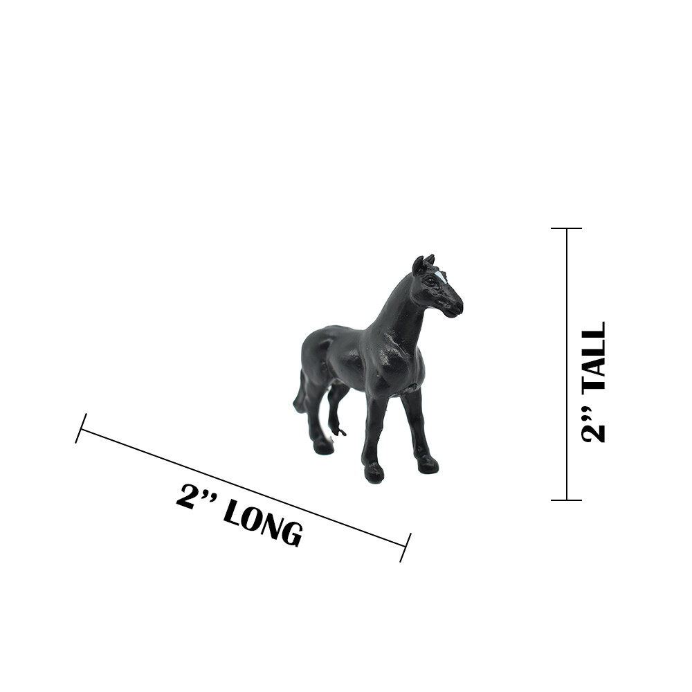 Horse, Black Plastic Toy Animal, Realistic Figure, Farm Model 2 Inches F4159