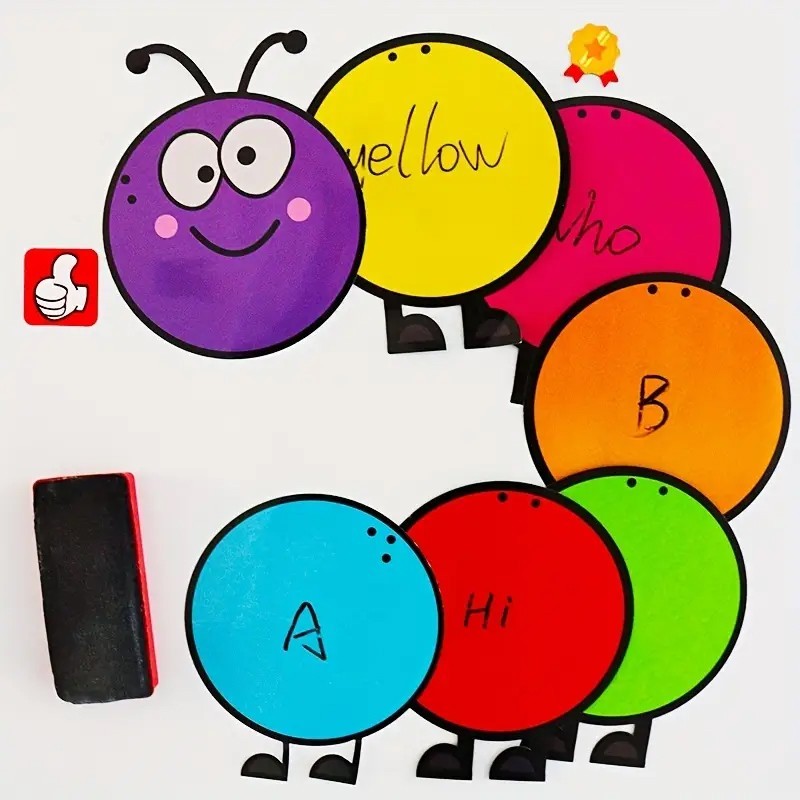 DIY Writable Caterpillar Linking Cards, Montessori Preschool Puzzle Teaching Too