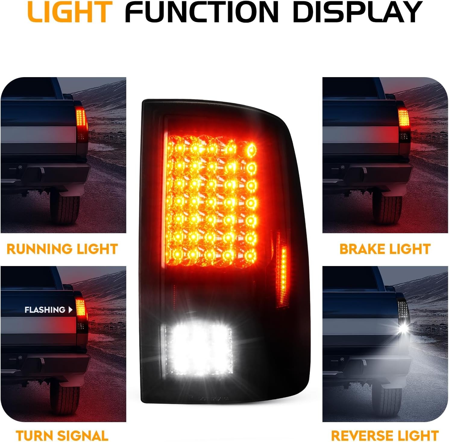 Smoke LED Taillights Dodge Ram 1500-3500 2009-2018 3Pcs