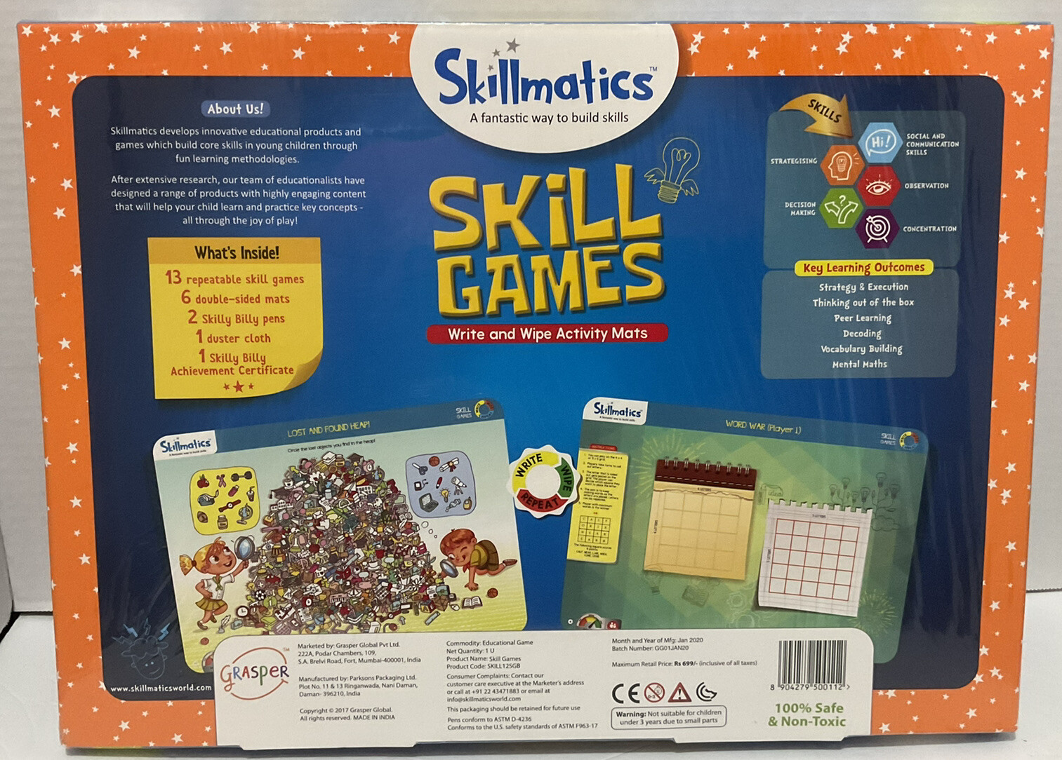 Skillmatics Write and Wipe And Activity Mats Ages 6 – UP