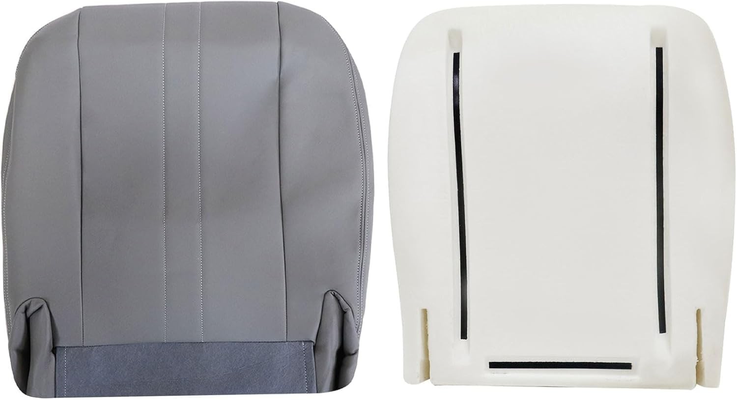 FZJDSD Gray Driver or Passenger Side Bottom Microfiber Leather Seat Cover & Foam