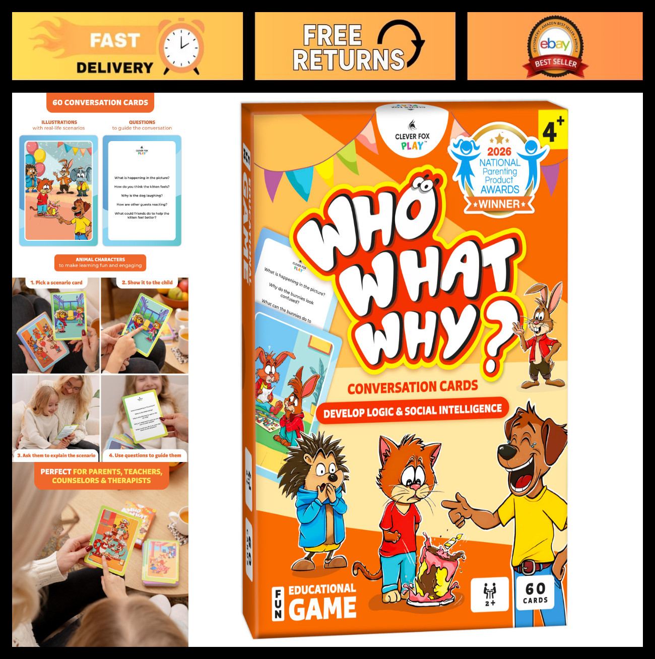 Conversation Cards for Kids – Social Skills Game, Emotional Intelligence, Speech