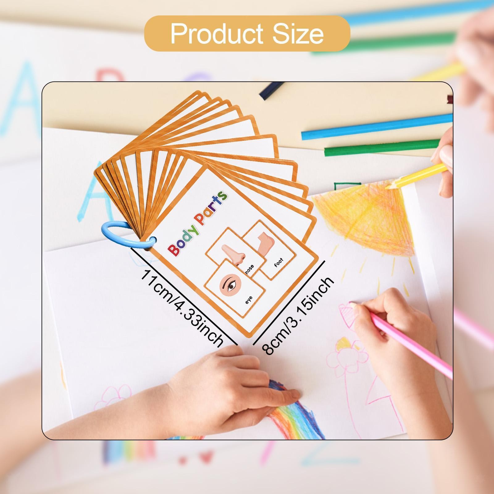 Body Parts Flash Cards, Learning Cards 15Pcs Easy to Carry Cognitive Flashcards