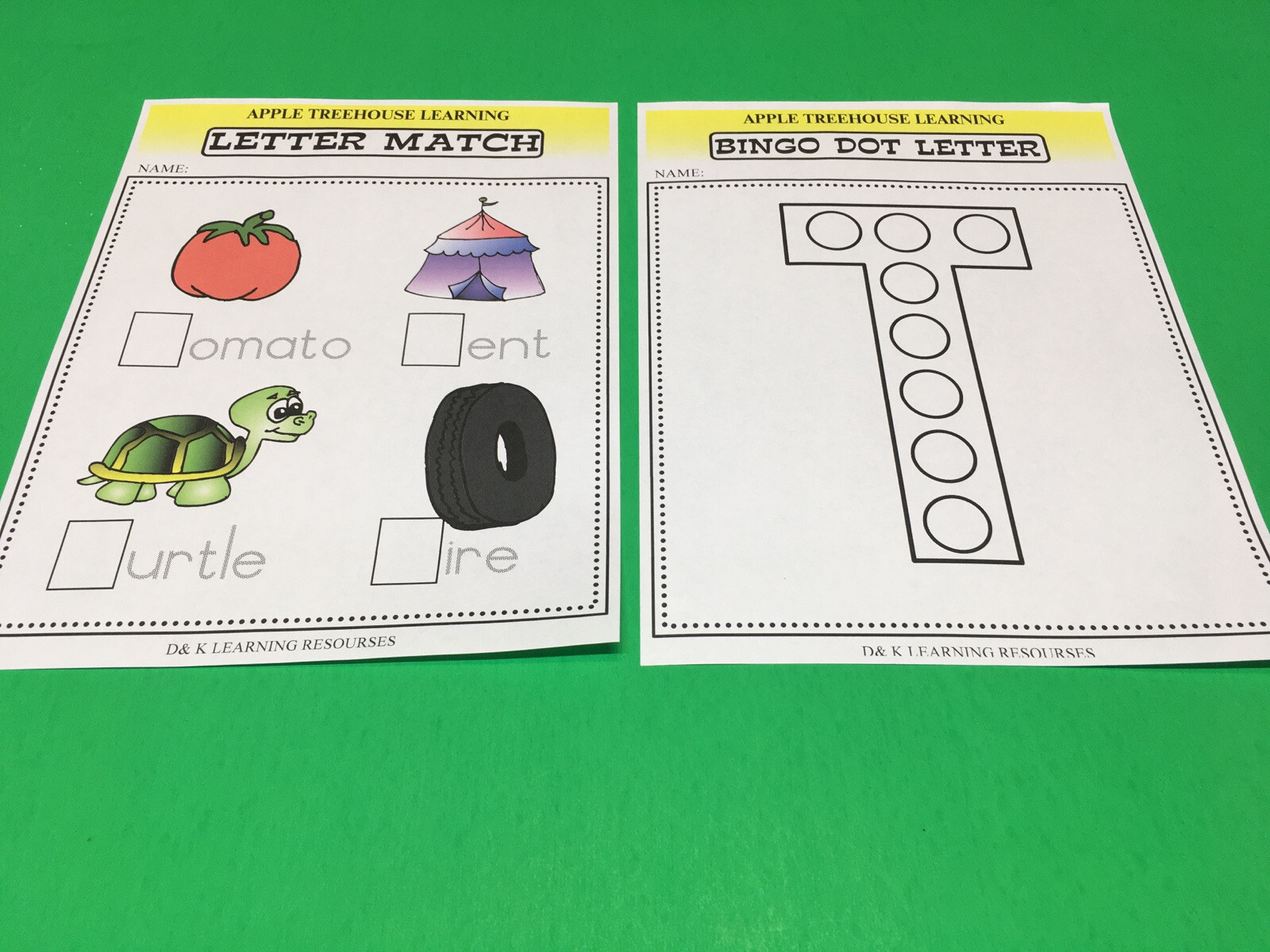 Letter Tt – Apple Treehouse Worksheets – Preschool Teaching supplies 20pgs