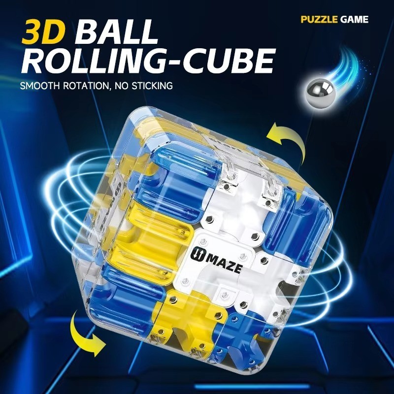 3D Labyrinth Puzzle Maze Cube – Engaging Brain Teaser Toy, Improve Spatial – NEW