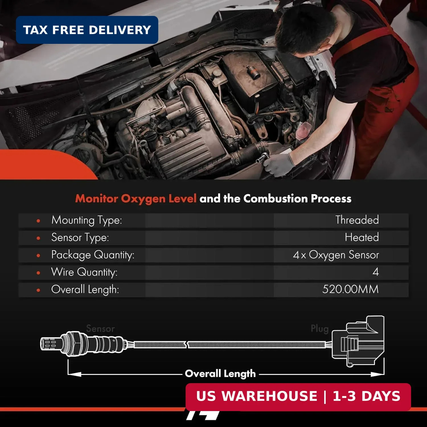 A-Premium O2 Oxygen Sensor Compatible with Chevy, GMC, Cadillac, Buick & Saturn