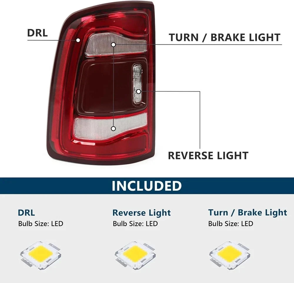 19-23 Dodge Ram 2500 3500 LED Tail Light Blindspot Ready Left Driver Side