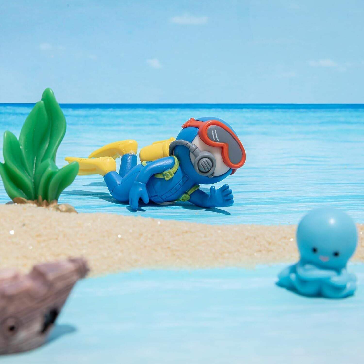 -25PCS Mini Diver Marine Animal Resin Set, Statue Decoration