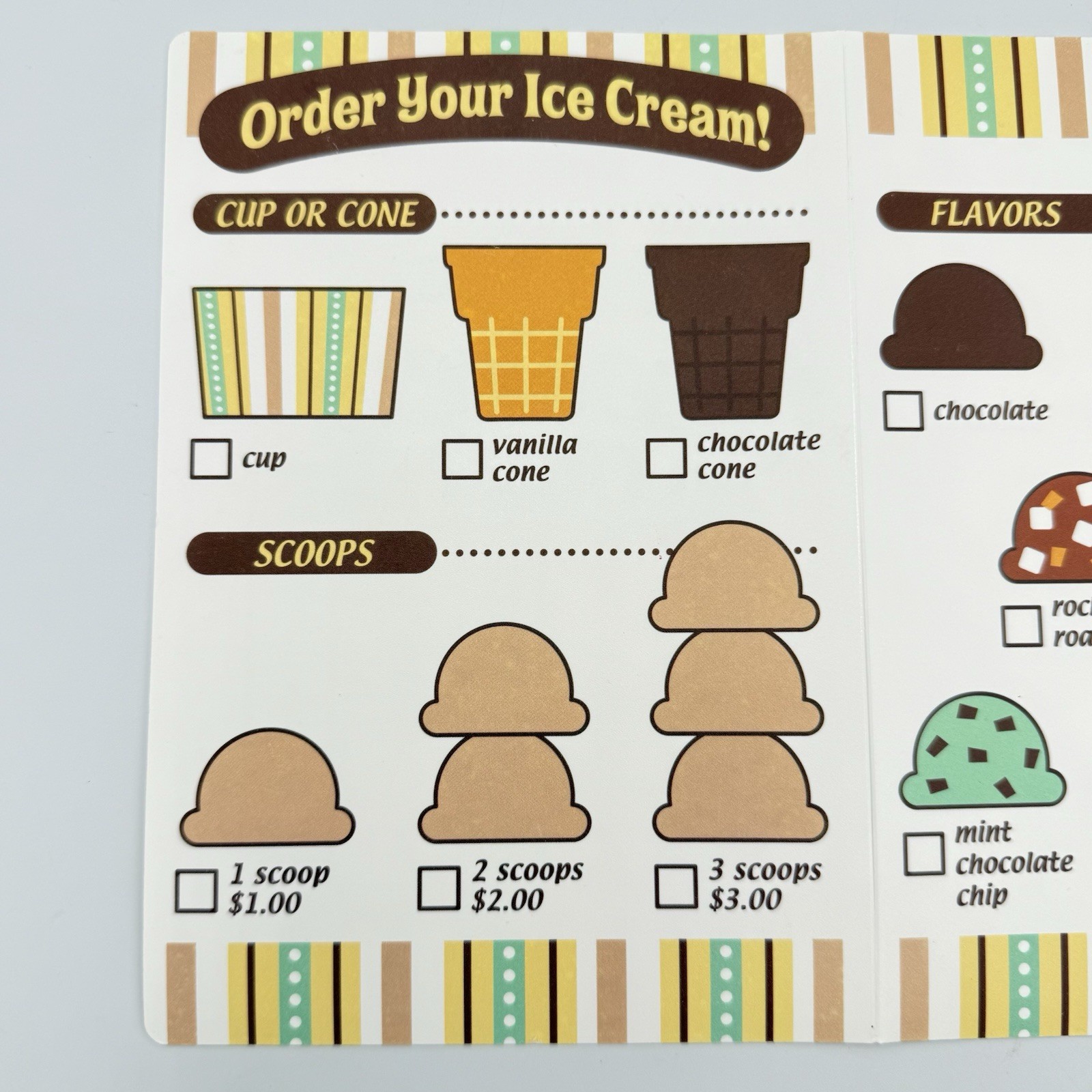 Melissa & Doug Replacement MENU & TONGS for Scoop & Serve Ice Cream Counter
