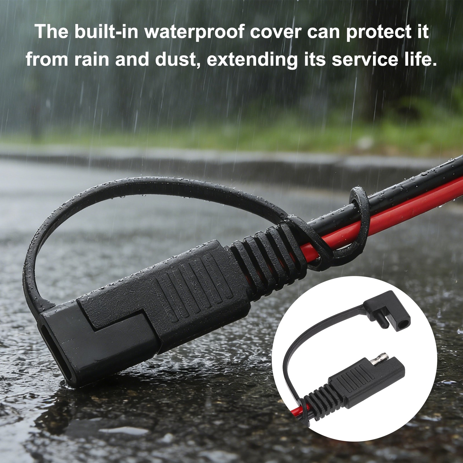 SAE to DC 5521 Female Adapter,3FT with Polarity Reverse Adapter Waterproof Cover
