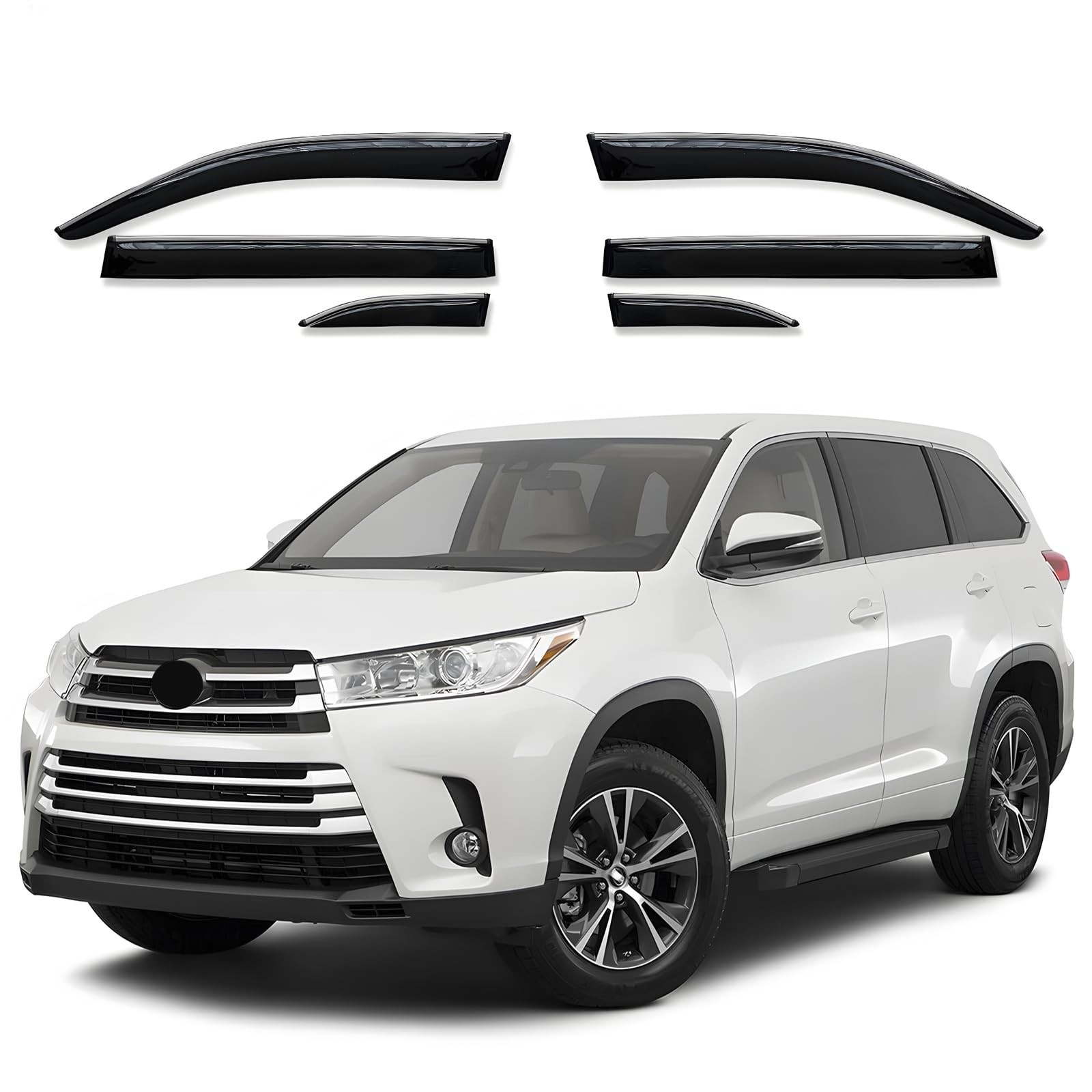 Side Window Visor 6 Piece Set for Toyota Highlander 2014 2015 2016 2017 2018 …