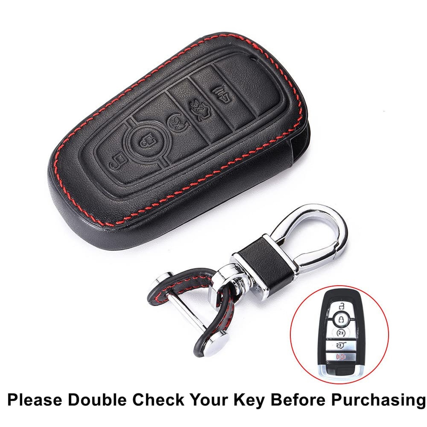 Leather Key Fob Cover Case for 2018 2019 2020 2021 Ford Mustang Explorer Edge…