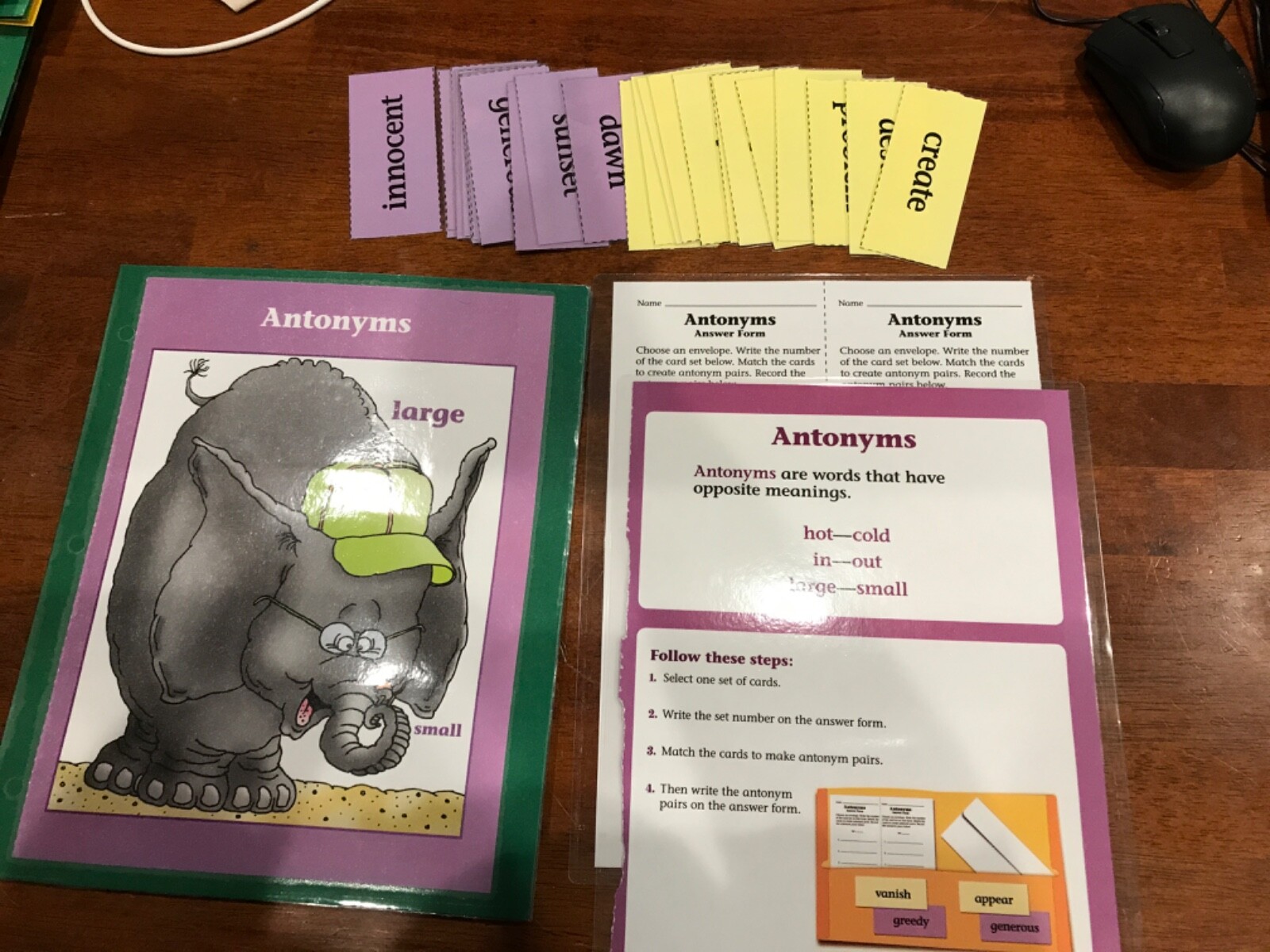 Antonyms! Grade 3-4 language Arts file folder game teacher