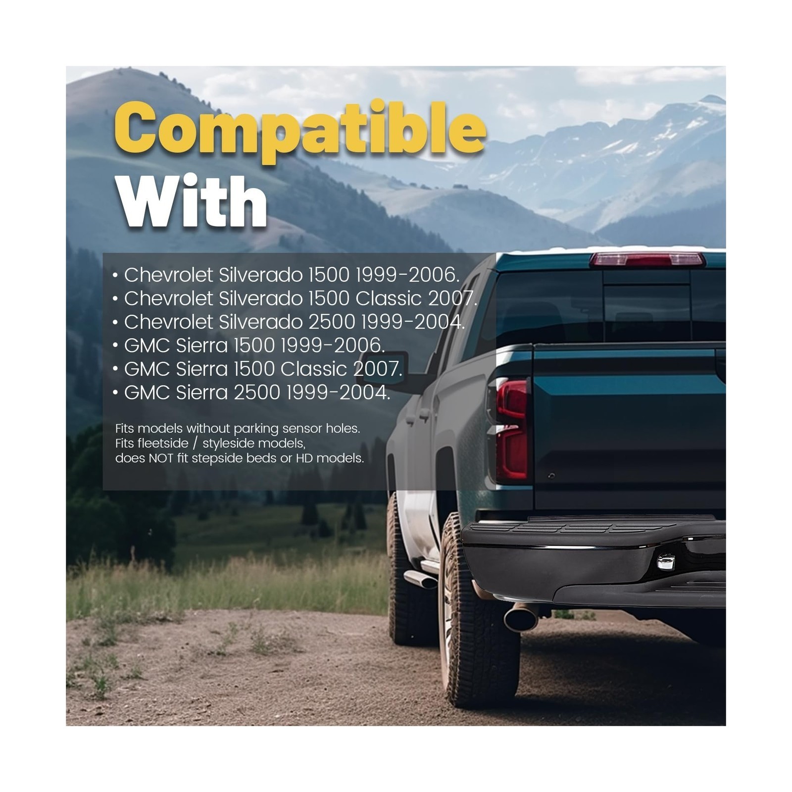 ECOTRIC Rear Step Bumper Compatible with 1999-2007 Chevy Chevrolet Silverado …
