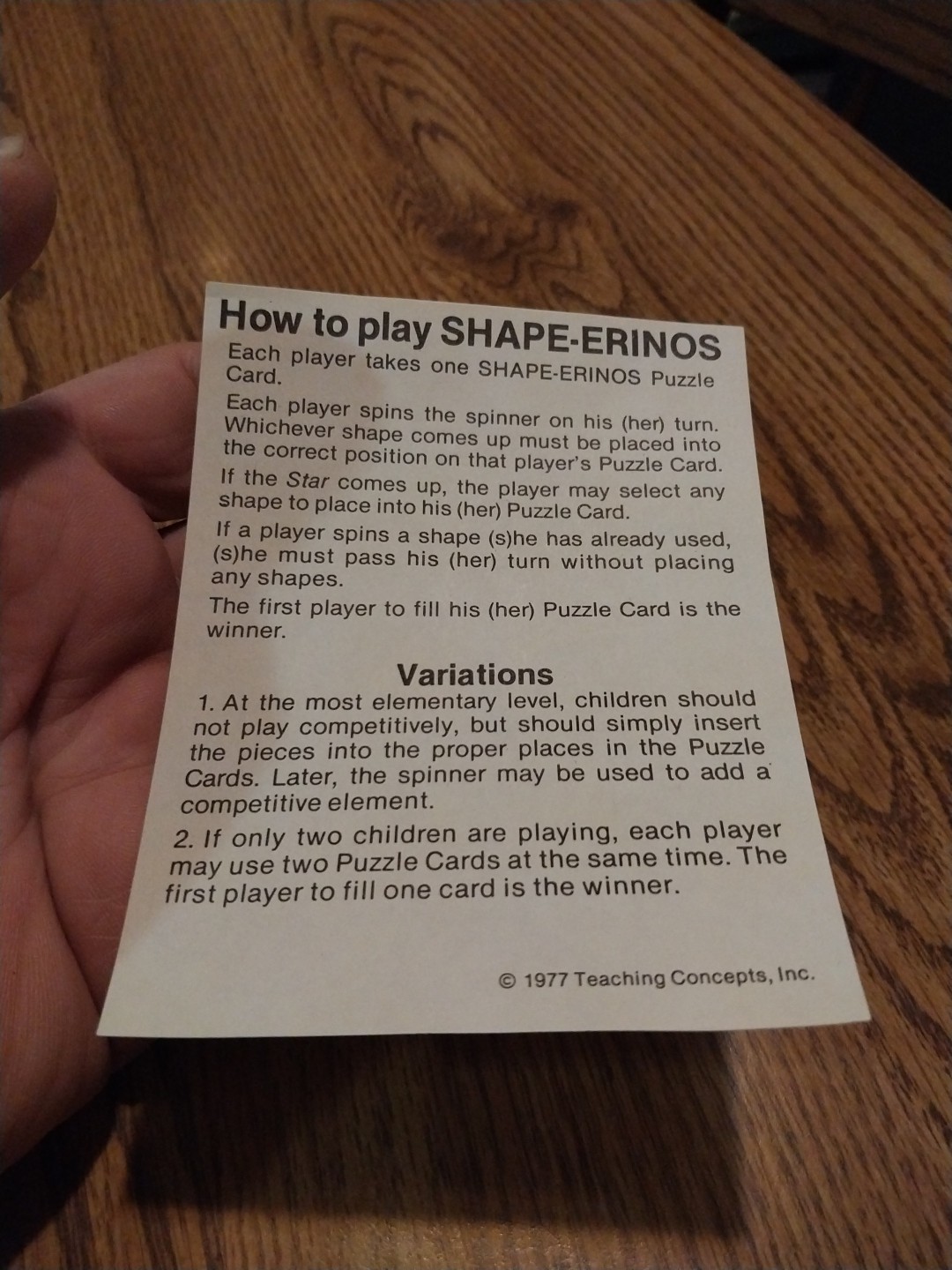 Vintage Shape-Erinos by Teaching Concepts 1977 Learning Game Ages 3 – 5 Nice!
