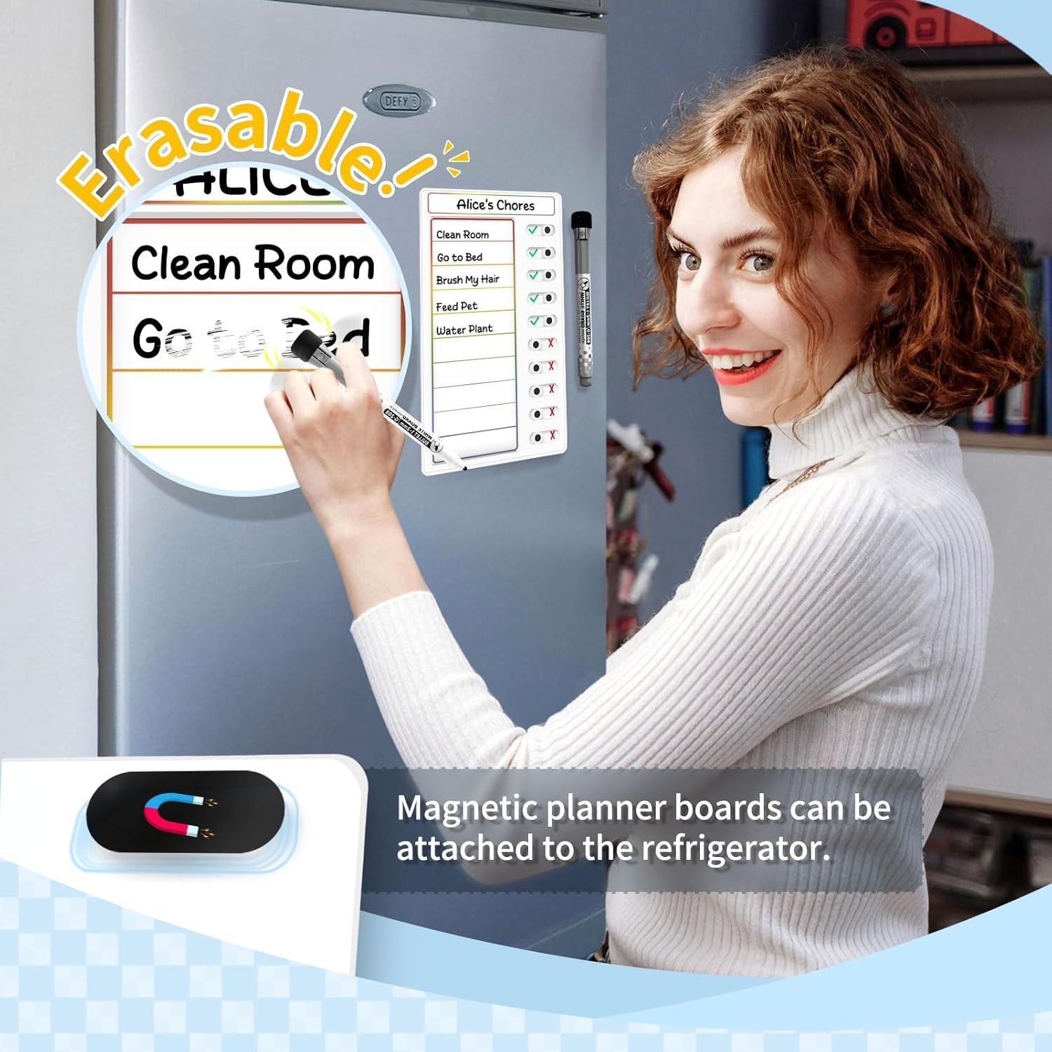4-Pack Kids Routine Charts – Magnetic Dry Erase Chore Lists for ADHD Support