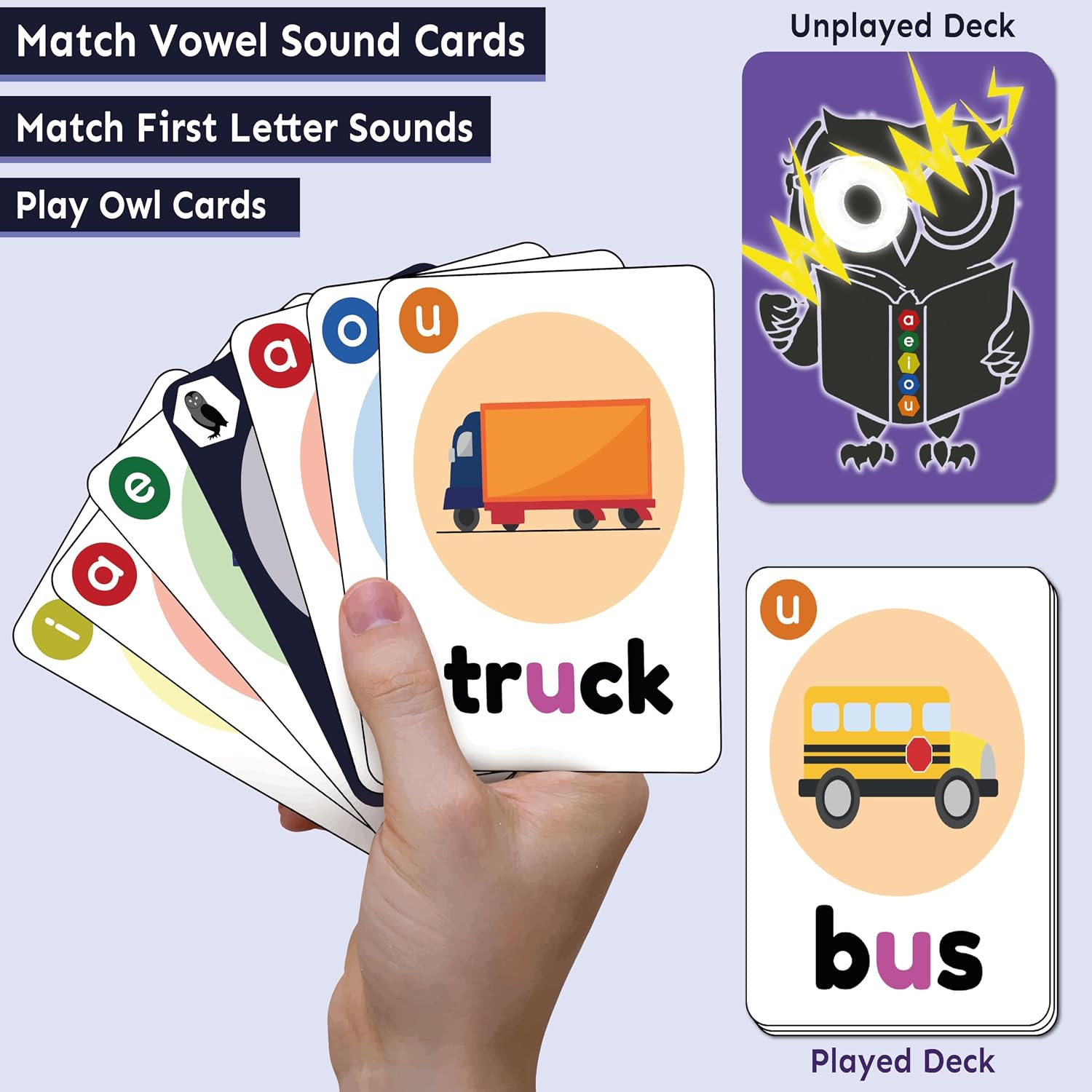 WOWELs Phonics and Vowel Sounds Card Game – Learn to Read Kindergarten 1st 2nd G