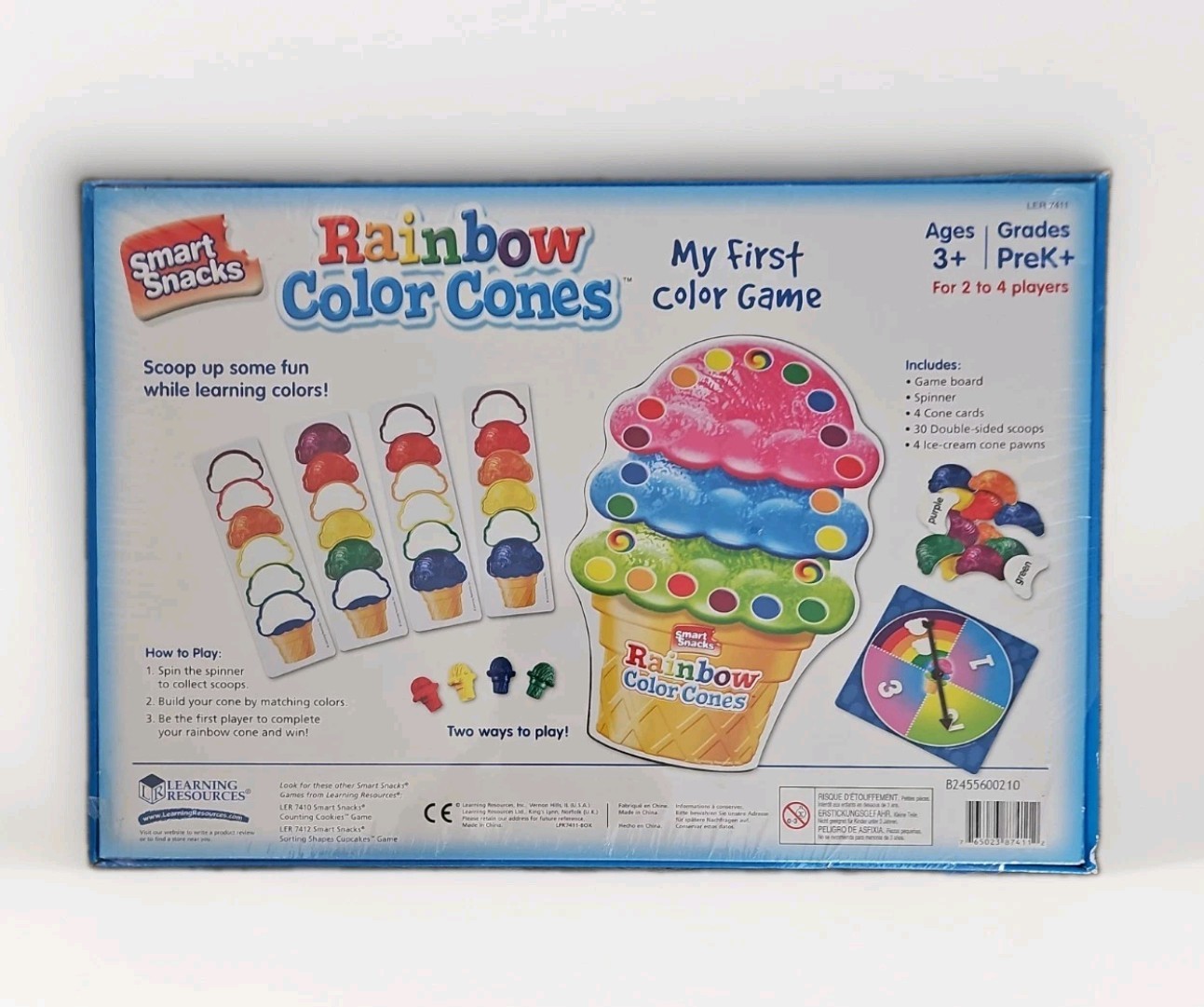 Learning Resources Smart Snacks Rainbow Color Cones Preschool Stacking Game New