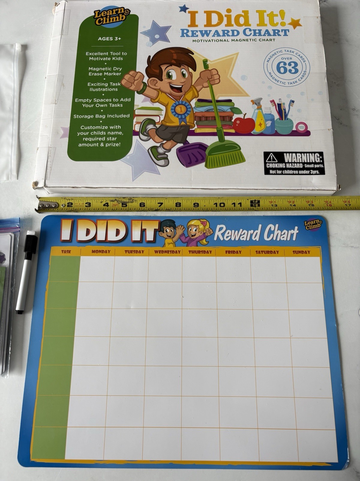 USED Kids Behavior Responsibility Reward Chart Magnetic with chore magnets