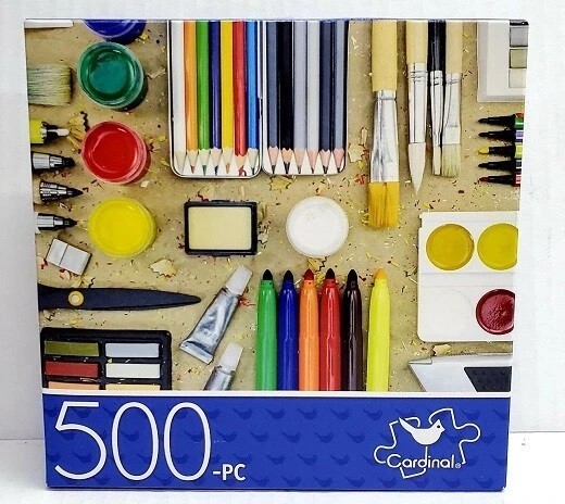 500pc PUZZLE JIGSAW 2 DESIGNS MULTI-COLOR PENS OR CRAFT SUPPLIES NEW