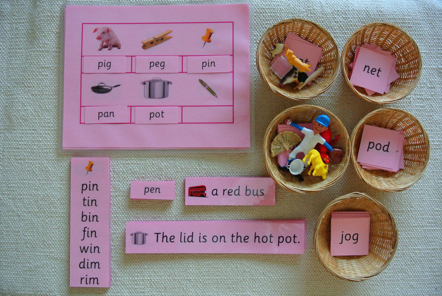 Montessori Pink Blue Green Language Series