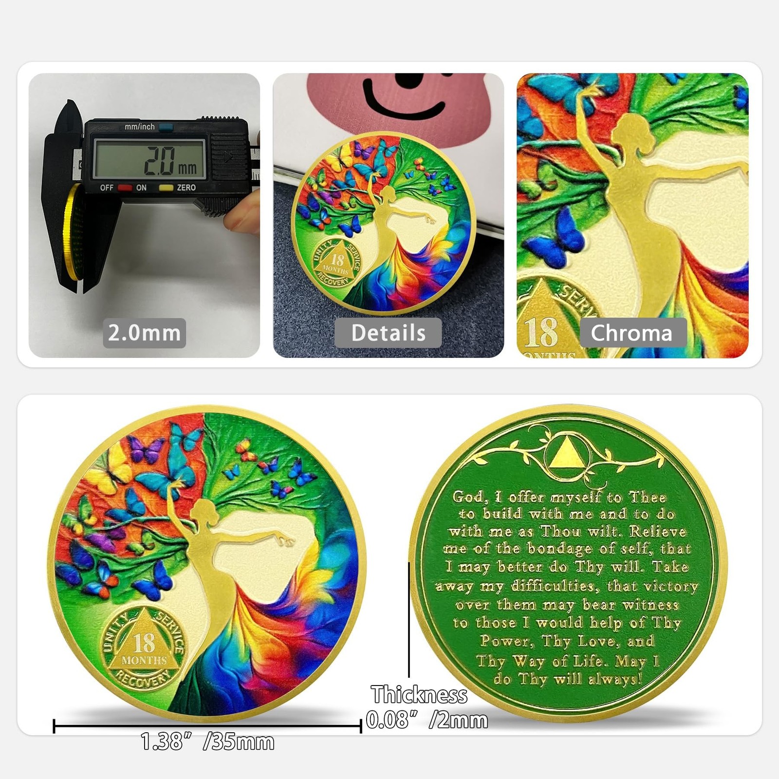 Imasoner 18 Months Sobriety Coin | Dancing Woman Tree of Life AA Medallion wi…