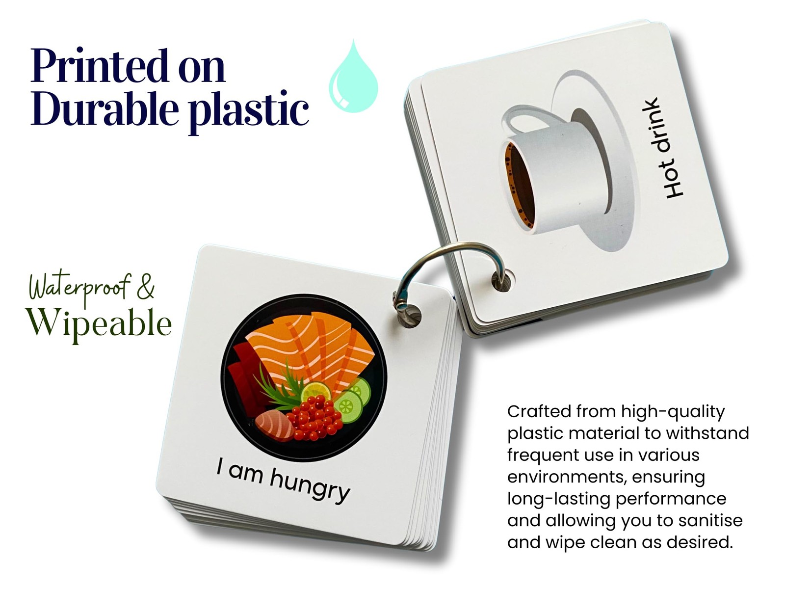 Plastic Communication Cards for Non Verbal Children and Adults with Autism, S…
