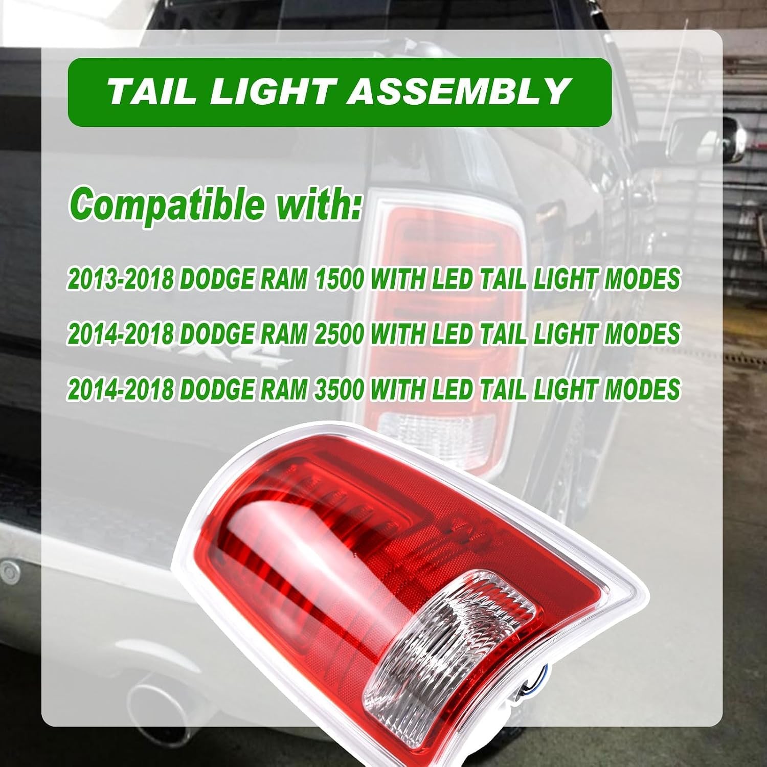 LED Tail Light Assembly for 2013-2018 Dodge Ram 1500 & 2014-2018 Ram 2500