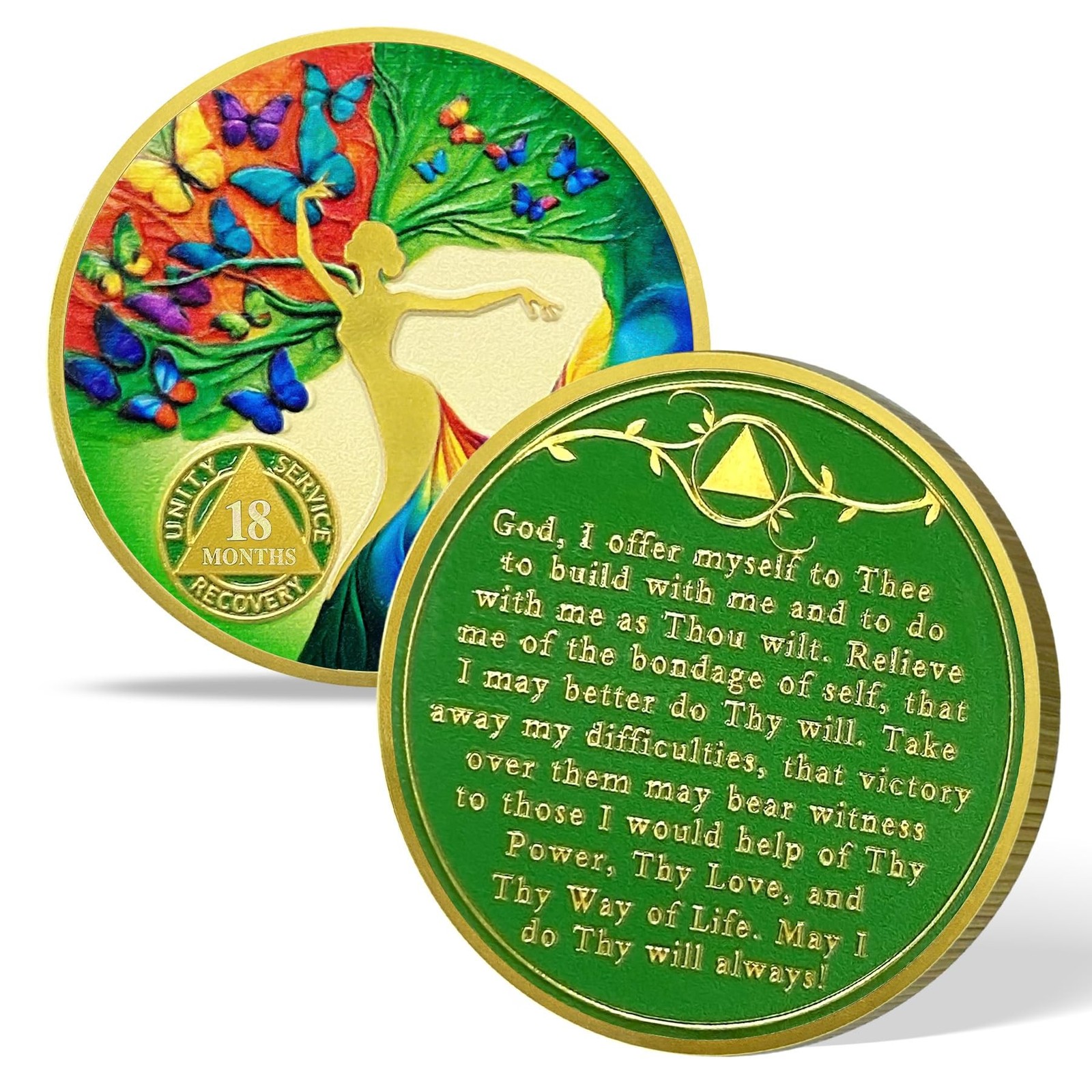 Imasoner 18 Months Sobriety Coin | Dancing Woman Tree of Life AA Medallion wi…